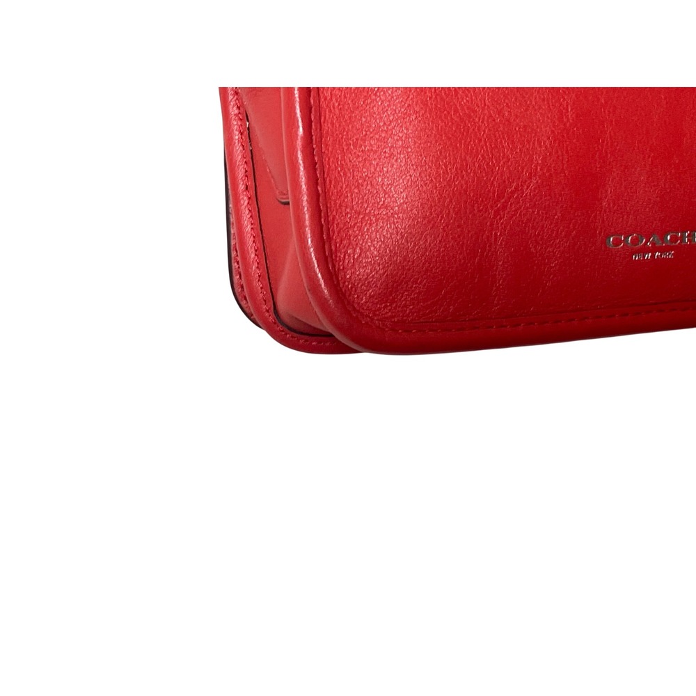 Coach Penny Coral Red Leather Crossbody Bag Turnlock - Picture 6 of 10